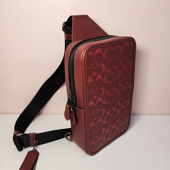 NWT COACH CJ583 Sullivan Pack in Signature Smooth Calf Leather Wine Multi - Picture 6 of 6